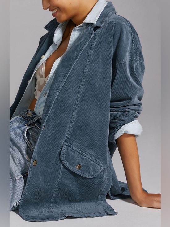 Pilcro Jackets & Blazers - Pilcro Teal Corduroy Relaxed Blazer